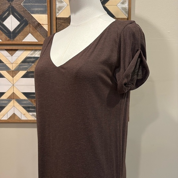 Ralph Lauren V-Neck Jersey Wool Modal Dark Brown Short Sleeve Dress Small NWT - Picture 3 of 10